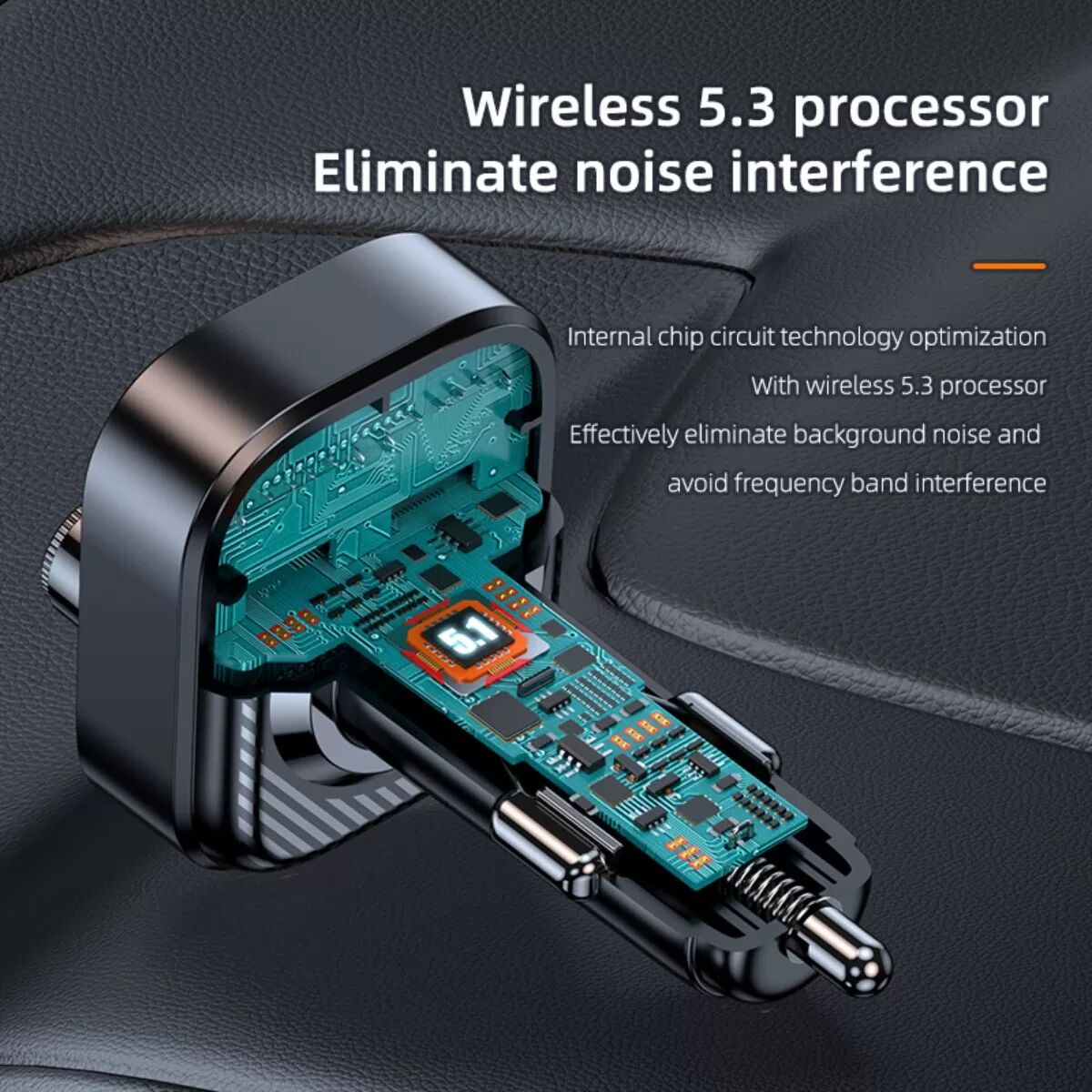 INF Transmetteur FM voiture Bluetooth MP3 – Bluetooth 5.3, PD 30W, Double USB 5V 2.4A, Appels mains libres