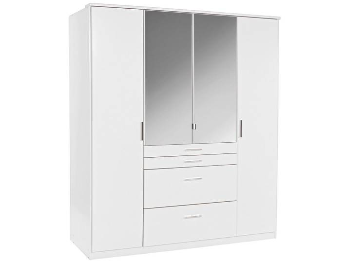 P & B Kleiderschrank Wimex Aachen, Weiß, 4 Fächer, 4 Schublade(n) Schubladen, 180x198x58 cm, BQ - Bündnis für Qualität, Made in Germany, DIN EN ISO 9001, Schrankfront mit Spiegel, Schlafzimmer, Kleiderschränke, Drehtürenschränke