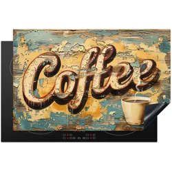 HERDABDECKPLATTE Kaffee - Vintage - Braun - Tasse Induktionsschutz 81.6x52.7 cm