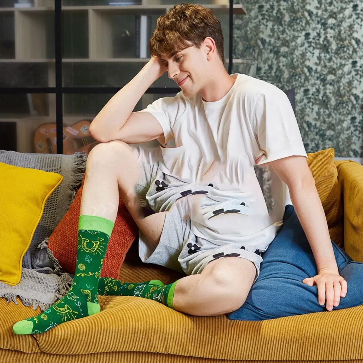 INF Zehn-Farben-Socken-Set - Grüne Serie - Größe 39-45 - Baumwoll-Crew-Socken