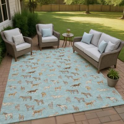 Addison Rugs Machine Washable Indoor/ Outdoor Horses Chantille Rug