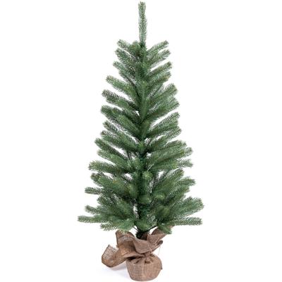 Künstlicher Weihnachtsbaum IC WINTERWORLD "Tannenbaum, künstlicher Christbaum", grün (grün, natur), H:120cm Ø:58cm, Kunststoff, Weihnachtsbäume, Weihnachtsdeko mit Jutebeutel um den Betonfuß