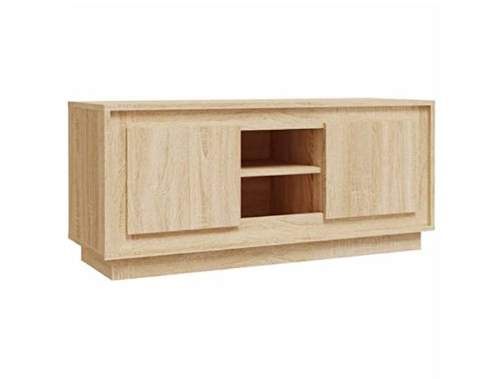 GHVBNMF TV-Schrank Sonoma-Eiche 102x35x45 cm Lowboard Fernsehtisch Praktisches Phonomöbel mit 4 Fächern und Türen für Ihr Wohnzimmer. Bietet sauberen Stauraum für Receiver und Deko.