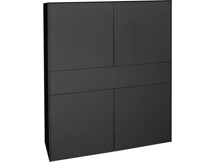 Highboard MÄUSBACHER Imola , grau (anthrazit matt lack, glas anthrazit glanz), B:121cm H:145cm, Sideboards, Highboard, Mäusbacher Highboard, Breite 121 cm, mit Glasfront und Glasoberplatte