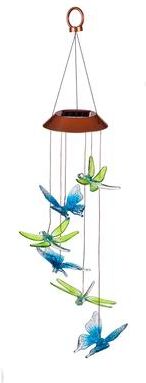 Evergreen 26 in. Dragonfly and Butterfly Color-Changing Solar Mobile