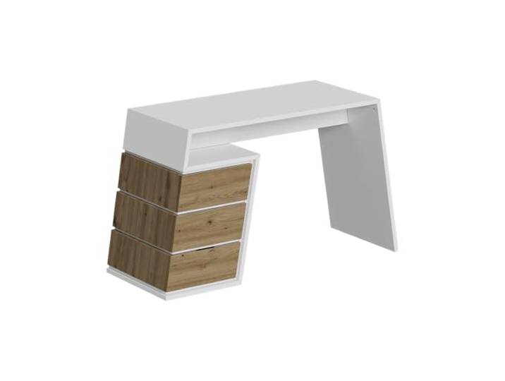 Vicco Schreibtisch Okaro , Weiß/Eiche, 105 x 50 cm mit 3 Schubladen, geeignet als Arbeitsplatz im Homeoffice oder Jugendzimmer