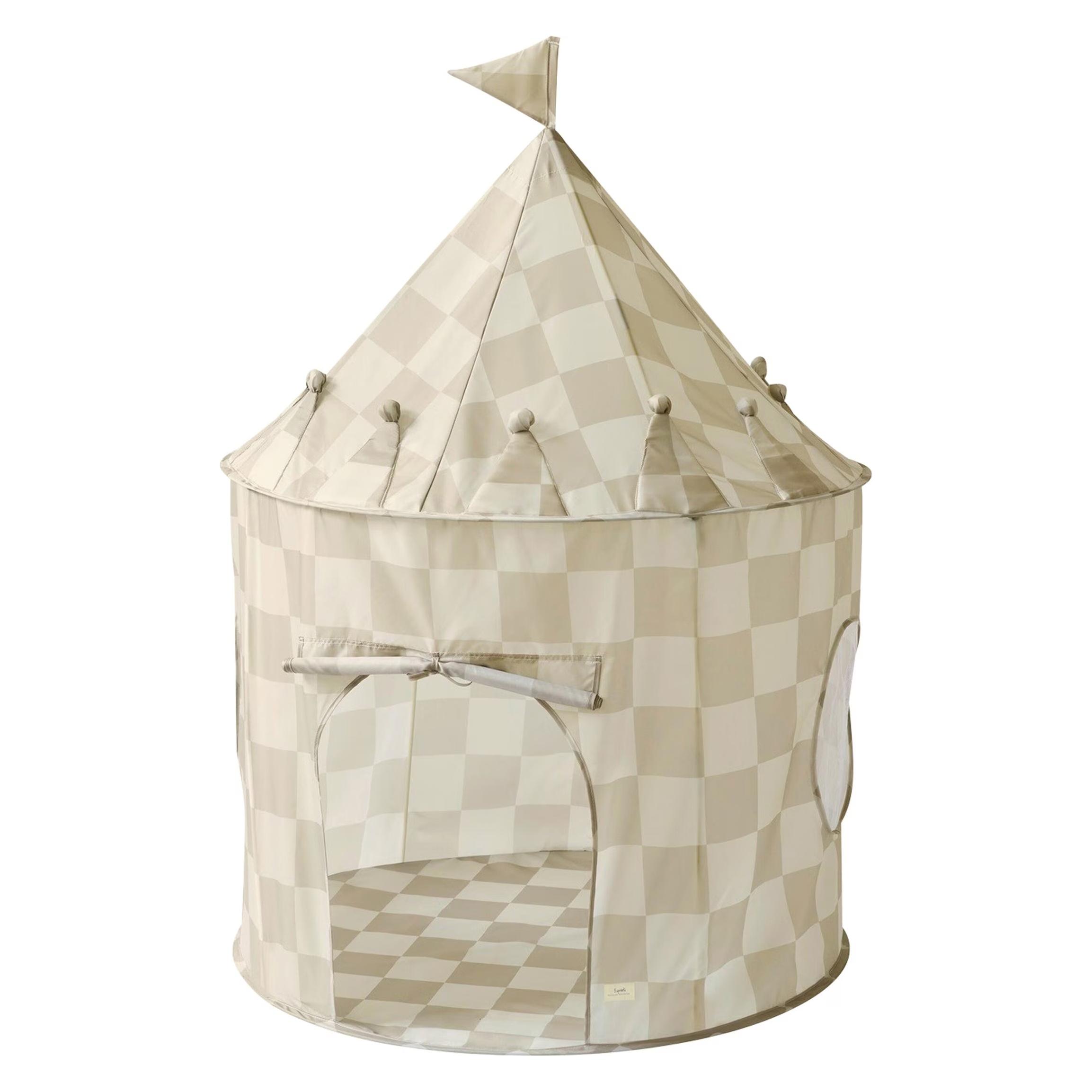 3 Sprouts - Play Tent - Checkerboard Beige - Height: 135 cm, Diameter: 100 cm (ITNCHB)