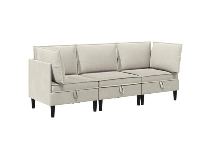 Coespram Wohnzimmergarnitur 3-Tlg Hafer Stoff Sofagarnitur mit Kissen Elegantes Modulsofa Set aus Hafer Stoff für Wohnzimmer und Gästezimmer mit dick gepolsterten Kissen und stabilem Rahmen.