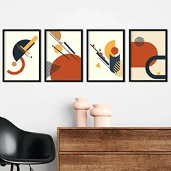 POSTER Set mit 4 Senf, mit farbigen Motiven abstrakten Konstruktivismus A4 Rahmenlos
