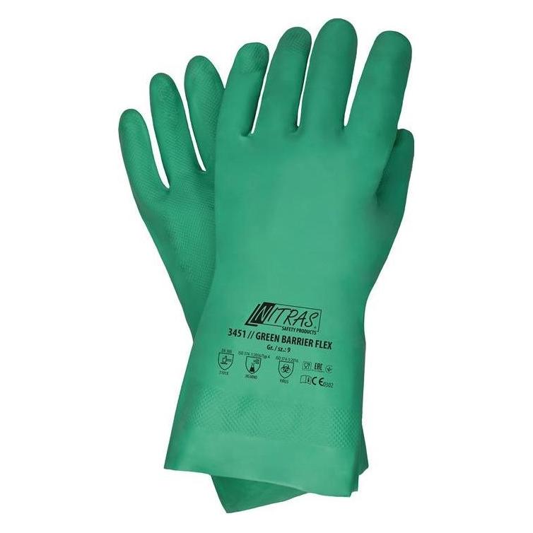 Nitras Chemikalienschutzhandschuhe Green Barrier Flex Grösse 9 grün EN 388 PSA-Kategorie III (9) (3451-9)