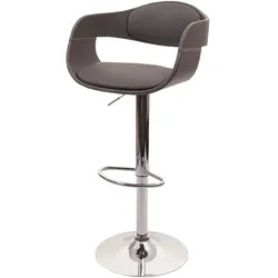 Barhocker MCW-A47b, Barstuhl Tresenhocker, Retro-Design, Holz Kunstleder ~ matt grau