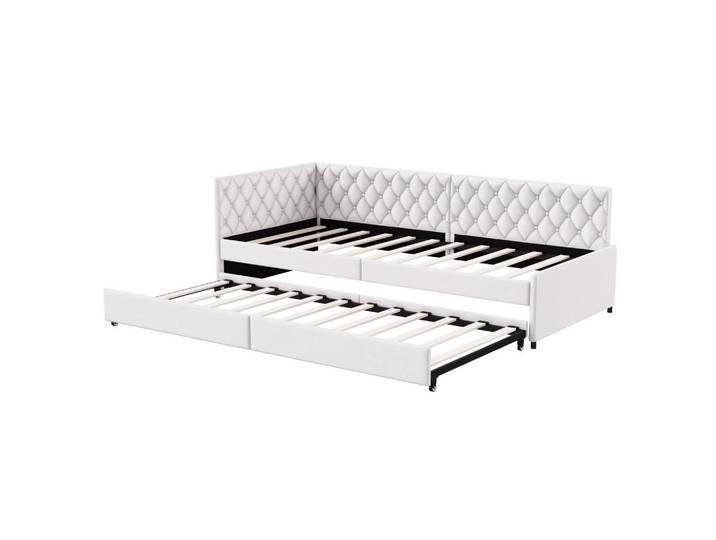 Polsterbett Ausziehbares Schlafsofa 2*90 x 200 cm, Beige, Samt, Mode, 90x200 cm, Schlafzimmer, Betten, Polsterbetten