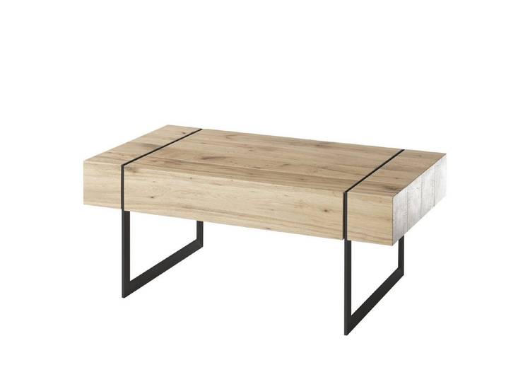 freiraum Couchtisch PAPHOS, Schublade, Asteiche furniert / schwarz - 110x45x60cm (BxHxT)