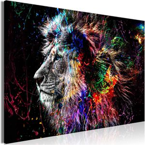 Artgeist Wandbild Bunter Löwe, Leinwand, Querformat, 120 x 80 cm