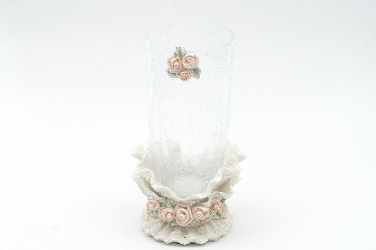 Glazen Vaas - Wit en Roze