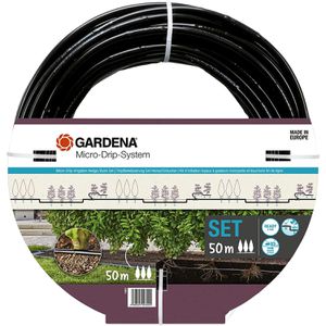 Gardena Micro-Drip-System Set Hecke, Sträucher 50m, ober- und unterirdisch, 13501-20, für Pflanzreihen