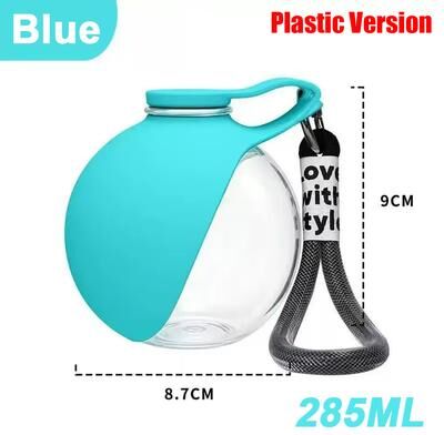 Universal Stock Portable Dog Water Bottle With Stainless Steel Bottle & Silicone Bowl For Travel blue