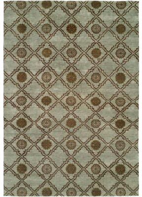 KALATY Transitional Blue Hand-Knotted Wool Area Rug