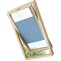 KS Handel 24 Dachfensterplissee Faltrollo Thermo verdunkelnd passend für Fakro 78x140  Blau