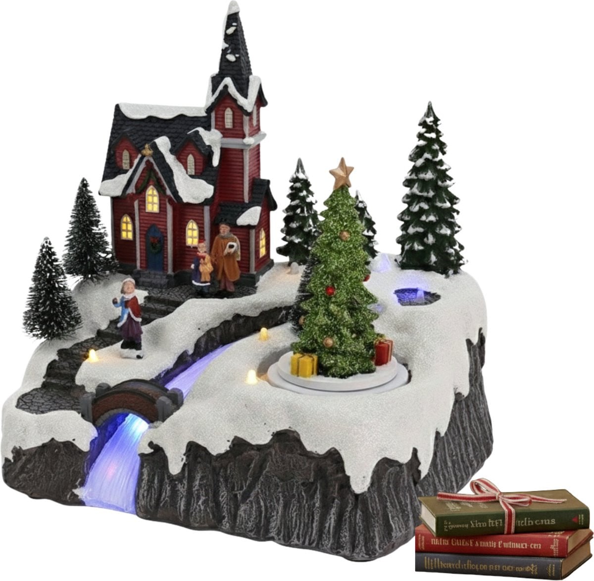 Lomera Kersthuisje met Multicolor LED Verlichting en Draaiende Kerstboom