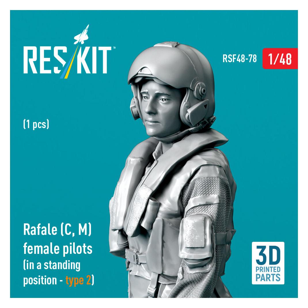 ResKit Rafale (C, M) female pilot (in a standing position - type 2) (1 pcs) (3D Printed) (RSF48-0078)