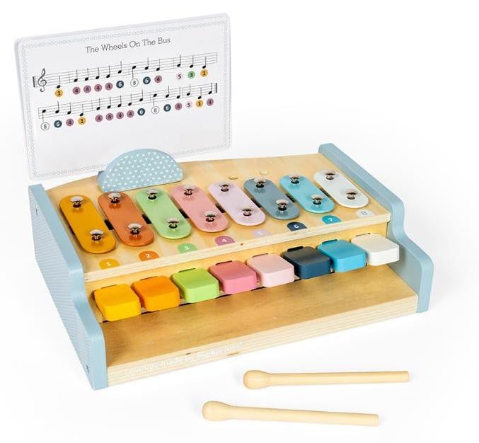 Bigjigs Toys Xylo Piano - 2-in-1 houten piano en xylofoon met 8 toetsen en kloppers