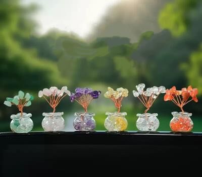 Uplift Picks European Style Mini Crystal Tree Decor In Resin Vase Pastoral Desktop Ornament pink