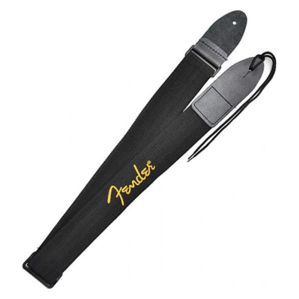 Fender Poly Strap bk, yellow logo, 5cm (46535796)