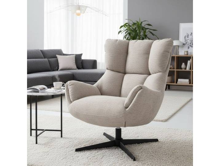 Fauteuil Confort Pivotant En Tissu Beige Marx