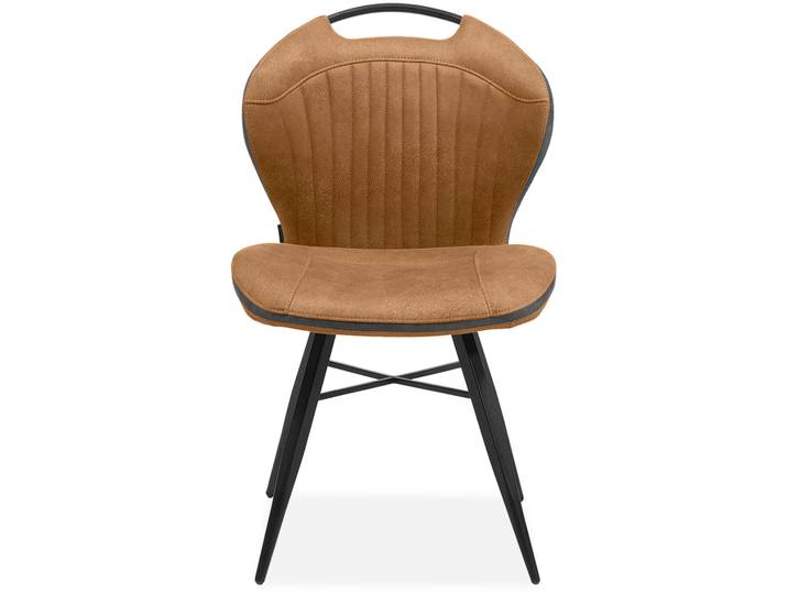 Esszimmerstuhl OMG DESIGN Mace , braun (cognac, schwarz, cognac), B:53cm H:87cm T:61cm, Stühle, Esszimmerstuhl, Lederoptik, pflegeleicht, mit praktischem Griff