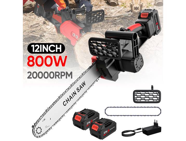 Scie à chaîne électrique sans fil OWJHE 12 pouces 3500W RPM, scie à chaîne portative pour usage domestique, huiles d'entretien pour batterie Makita 21V