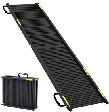Costway Folding Dog Ramp for Car with Plastic Non-Slip Surface for Large Dogs-Black