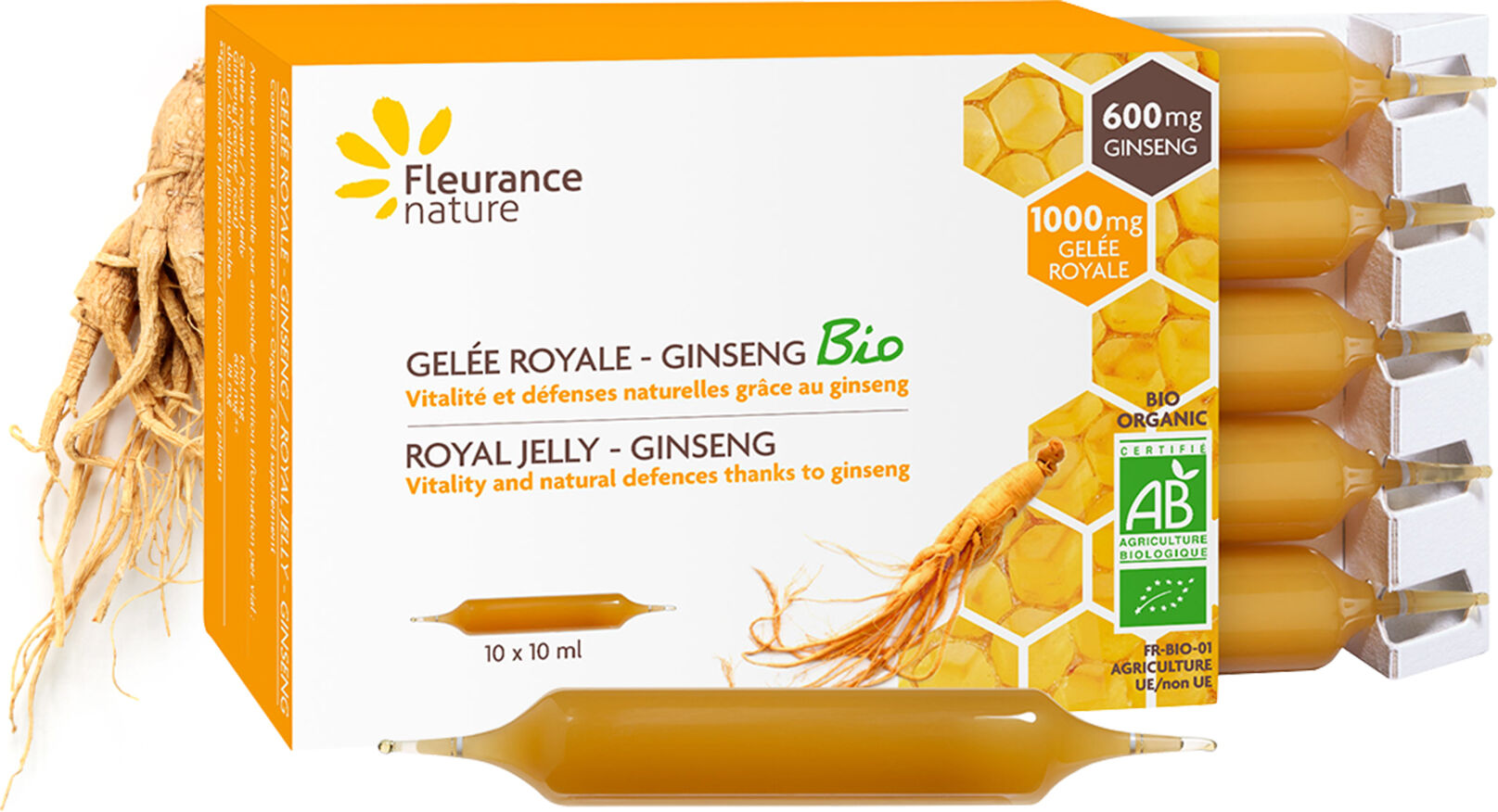 Fleurance Nature Royal Jelly Ginseng Bio 10 ampoules