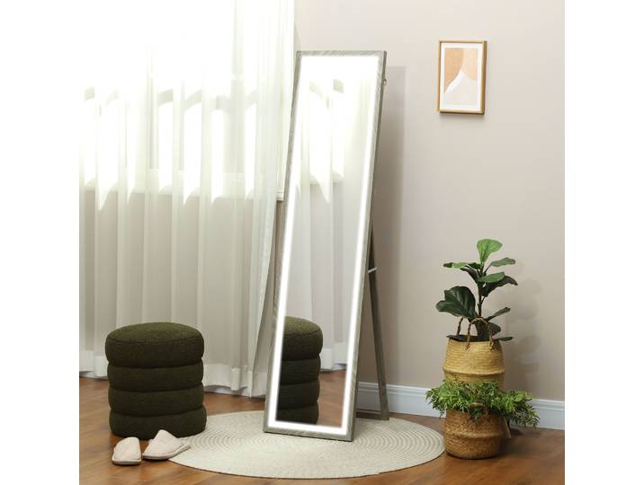 HOMCOM Miroir Pleine Longueur LED 3 Couleurs 40x160cm Gris
