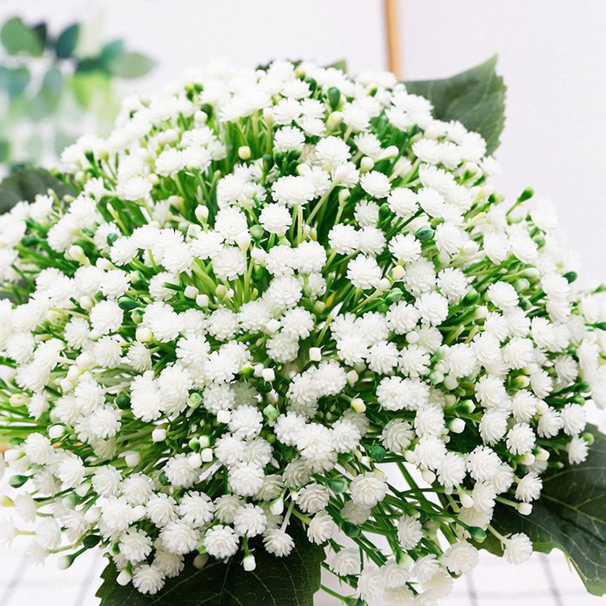 Kunst Gypsophila Bloemen - Baby's Breath Nepbloemen - Wit - 35 cm