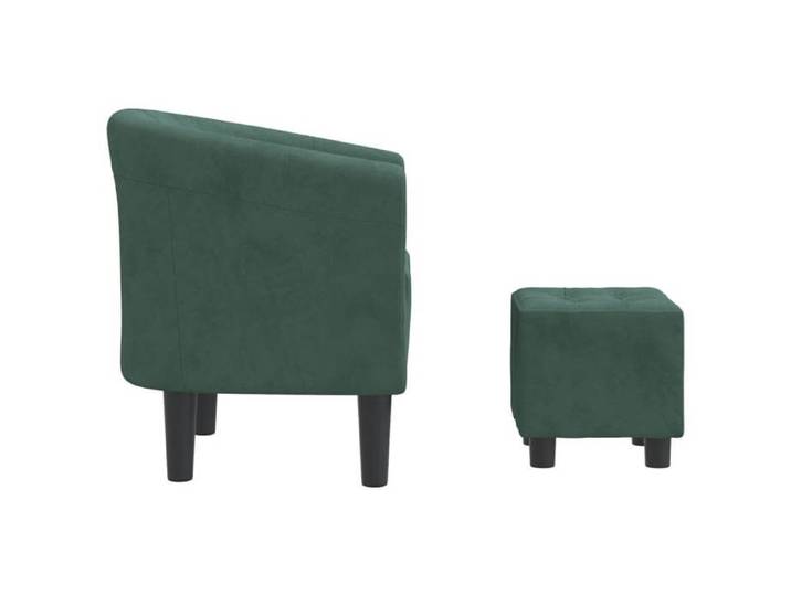 Fauteuil simple - Vert - Chaise cabriolet - 1 PC - avec repose-pied vert foncé velours 70x56x68 cm F8151