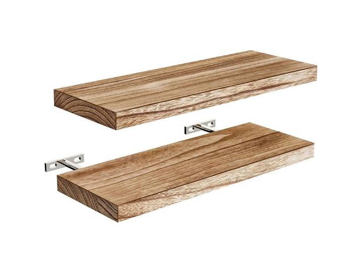 Étagère Murale - KeJi® - Bois Paulownia - 40x15cm - Naturel - Lot de 2 Etagères Flottantes Robuste