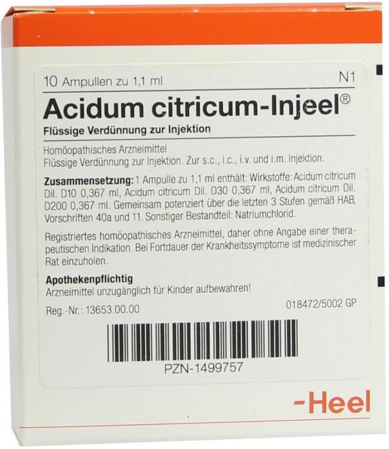 Acidum Citricum Injeel Ampullen