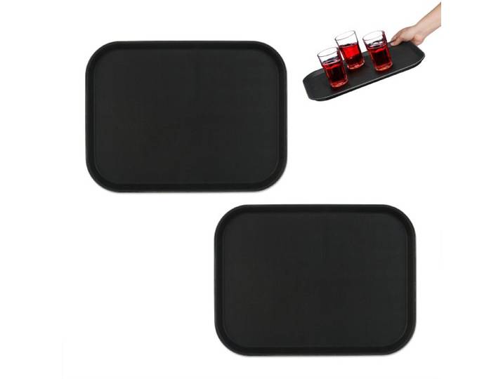 Relaxdays Serviertablett 2er Set in Schwarz