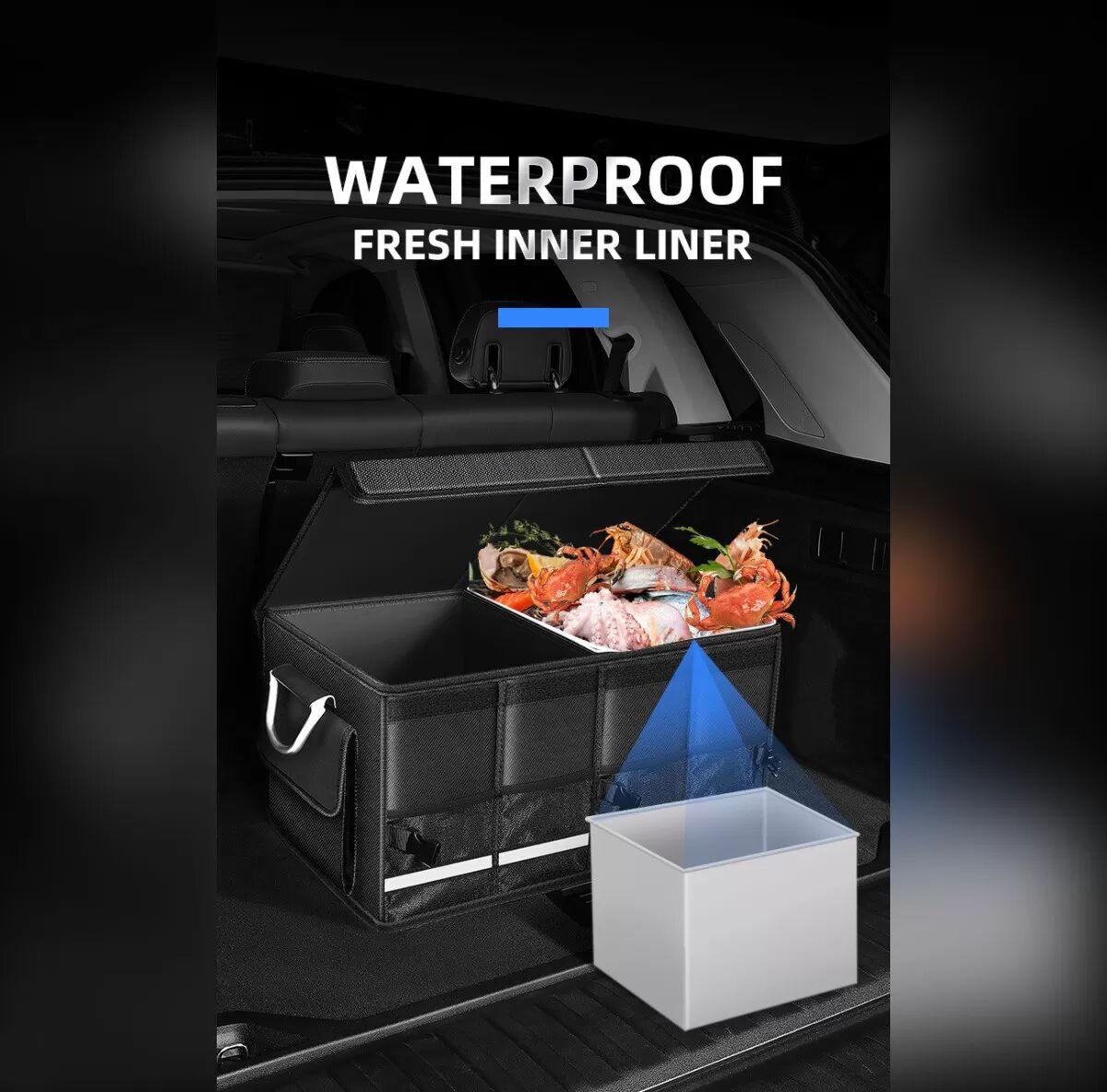INF Organisateur de Coffre de Voiture Pliable - Boîte de Rangement Robuste avec Compartiments Multiples S