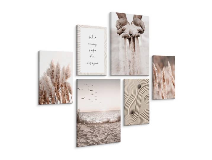 LEINWANDBILDER 6-er Set Strand Pflanzen
