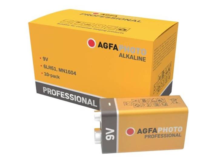AgfaPhoto Batterij Alkaline Professional -9V E-Block 10 stuks
