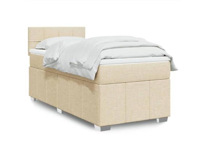 RJPLMFV Lattenrost mit Matratze, cremefarben, 80 x 200 cm, Stoff Taschenfedern, verstellbarer Kopf, abnehmbarer Matratzentopper
