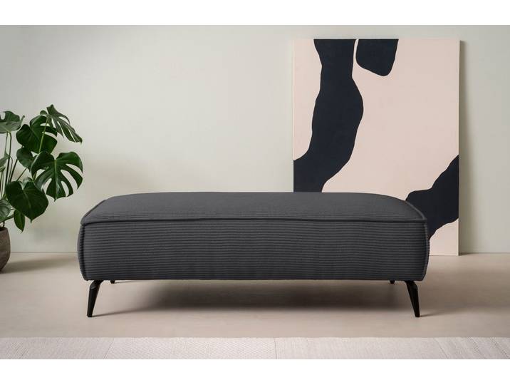 Polsterhocker GOODPRODUCT TVINNU Cord , grau (anthrazit), B:140cm H:44cm T:65cm, Hocker, Polsterhocker, zur Serie TVINNU, gemütlicher Sitzkomfort, rechteckig, schwarze Füsse