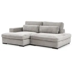 ECKSOFA Wolke mit tiefer Sitzfläche, Schlaffunktion und praktischem Bettkasten aus weichem Taupe Cordstoff