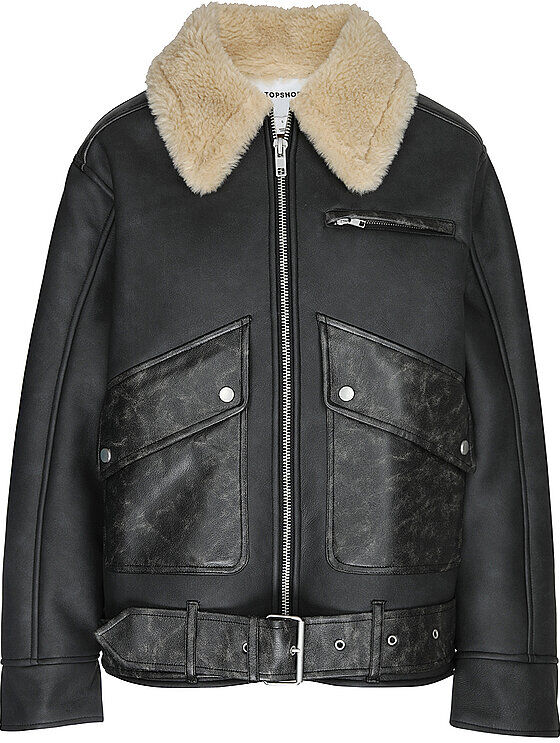 TOPSHOP Jacke in Lederoptik schwarz   L L