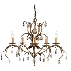 Kronleuchter Hängelampe Metall Glas Esszimmerleuchte D 72 cm Bronze 5 Flammig