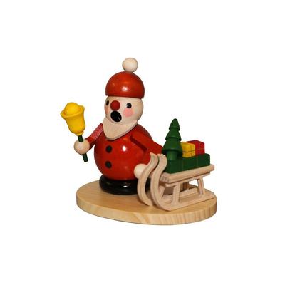Räuchermännchen ALBIN PREISSLER "Weihnachtsmann mit Schlitten, Handwerkskunst aus dem Erzgebirge", bunt, H:10cm, Holzwerkstoff, Räucherdeko, Weihnachtsdeko aus Holz