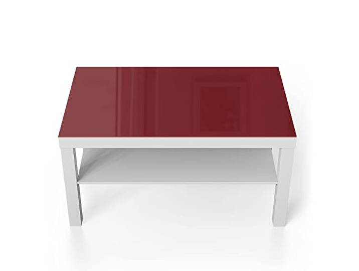 DEQORI Glastisch weiß groß 90x50 cm Unifarben - Dunkelrot ausgefallener Beistelltisch aus Glas Hochglanz Couchtisch fürs Wohnzimmer moderner Couch Tisch mit Design