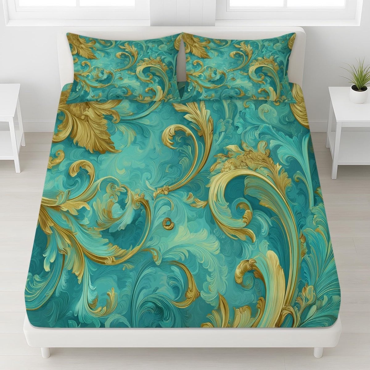 Merkloos Anti-rimpel Hoeslaken Vintage Luxe 160 x 200 cm